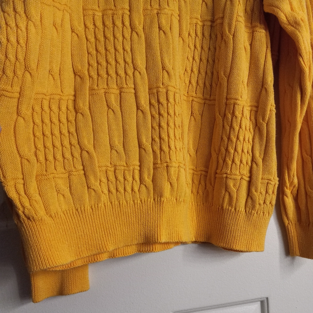 Roundtree & Yorke Collection Yellow Cable Knit Sweater Men's XL - Picture 8 of 15